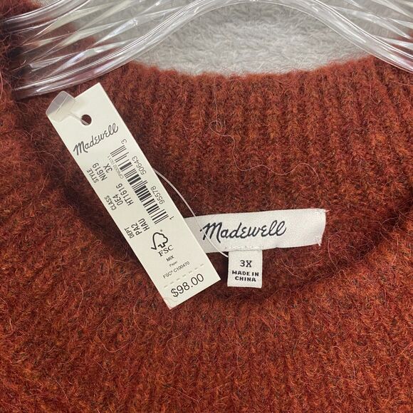 Madewell Sweater Womens 3X Brown Wool Alpaca Havener Pullover Sweater NI619 - Picture 3 of 8
